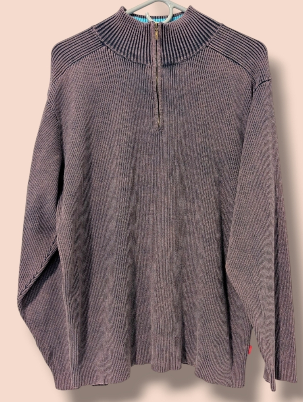 Levi's Vintage Men's Purple Ribbed Cotton Mock Neck Quarter Zip Sweater XL